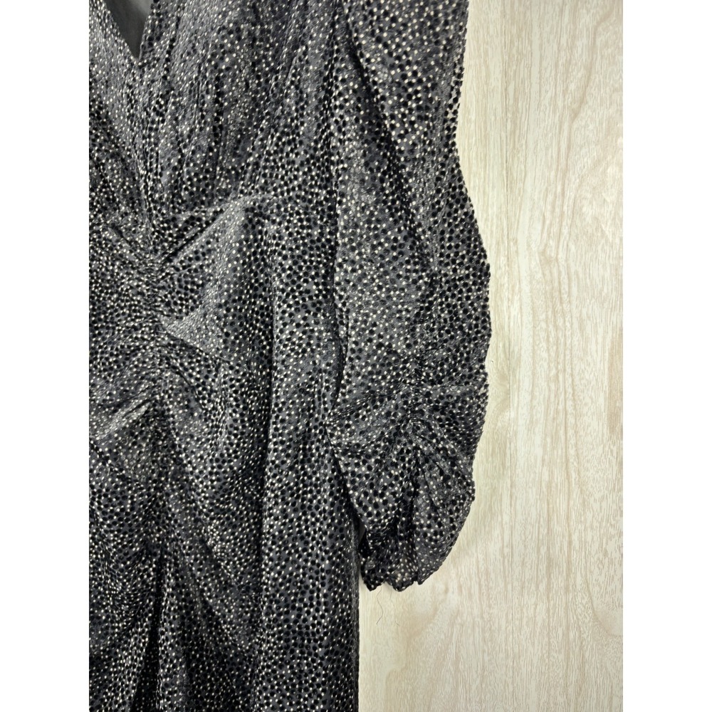 ASTR The Label Toulouse Dress Womens M Black Velvet Polka Dot Puff Sleeve Midi - Picture 6 of 9